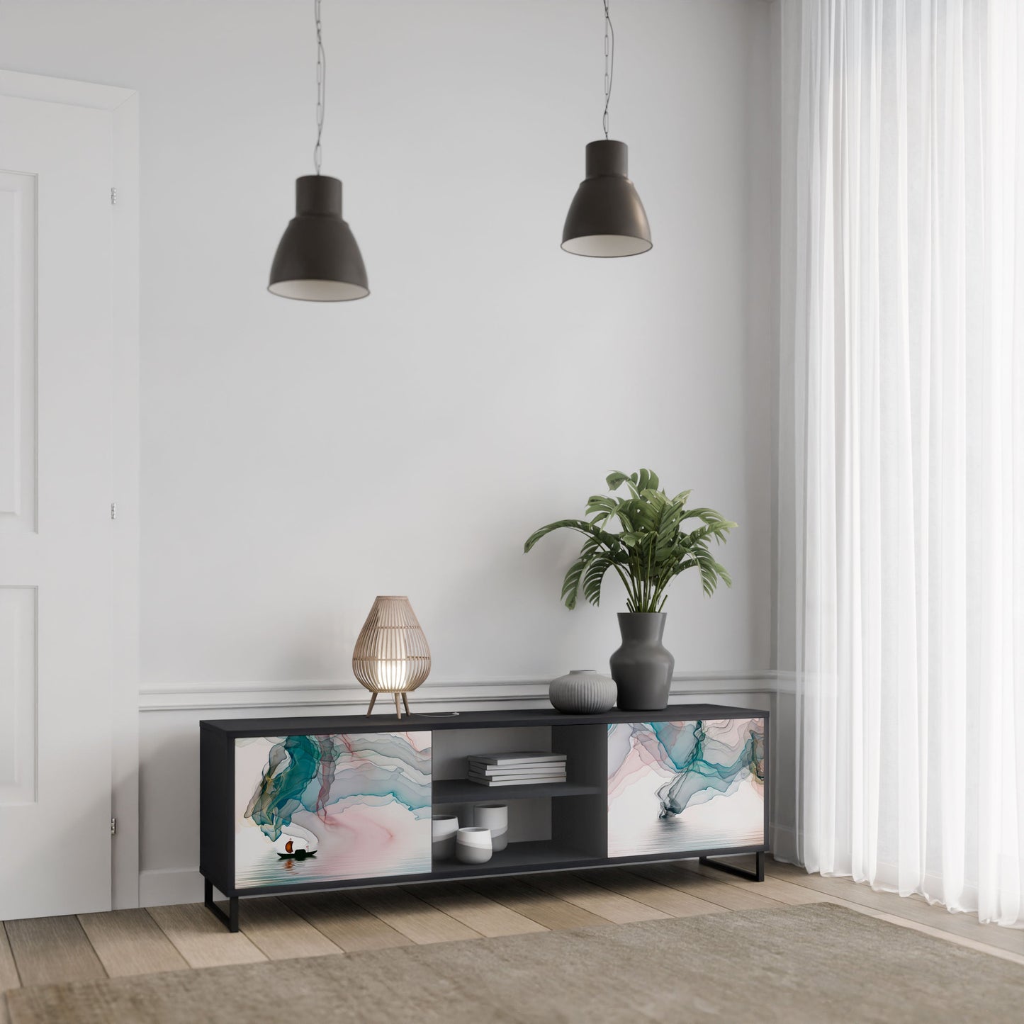 VELVET CROSSING Mobile TV a 2 Ante in Finitura Nera