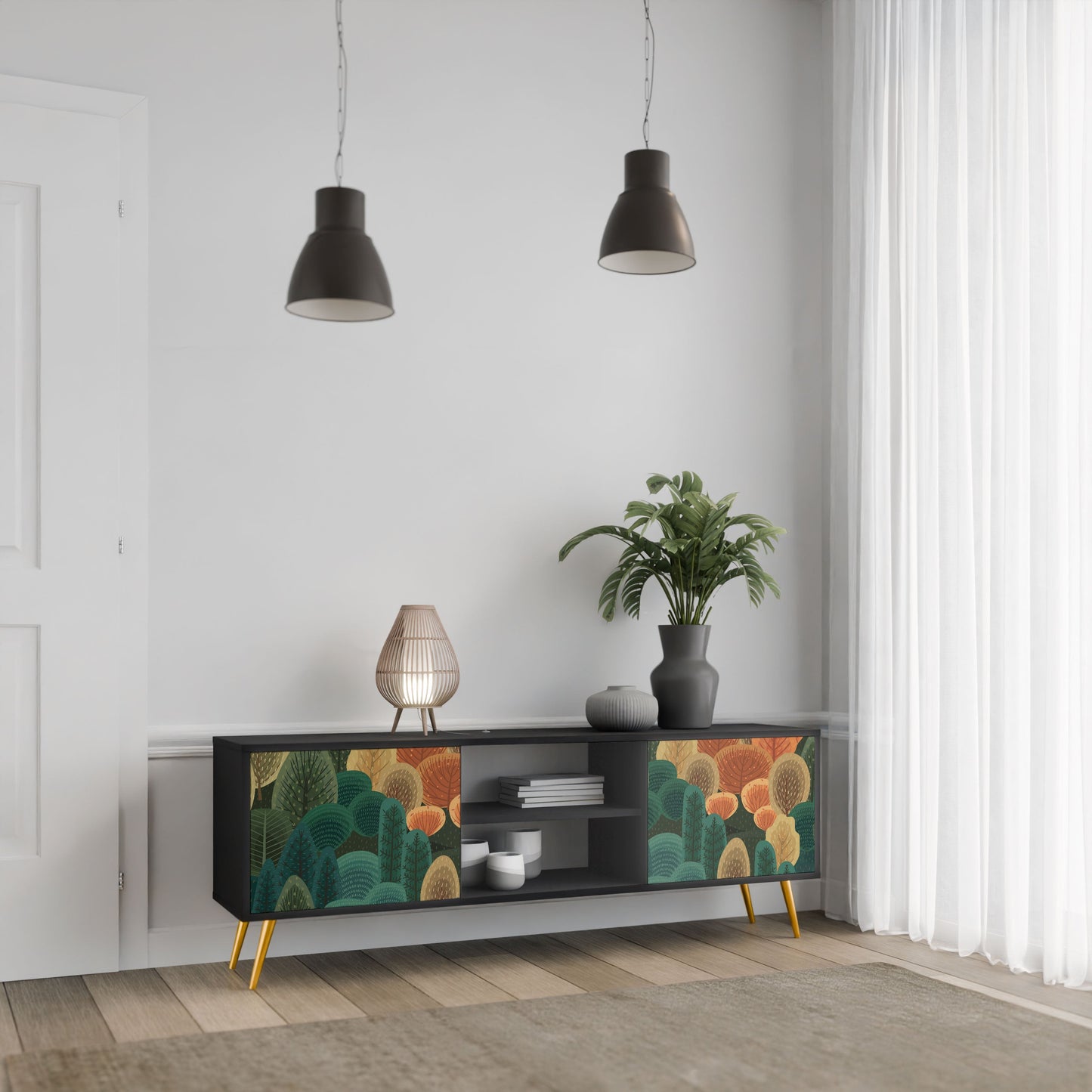 AUTUMN KALEIDOSCOPE Mobile TV a 2 Ante in Finitura Nera