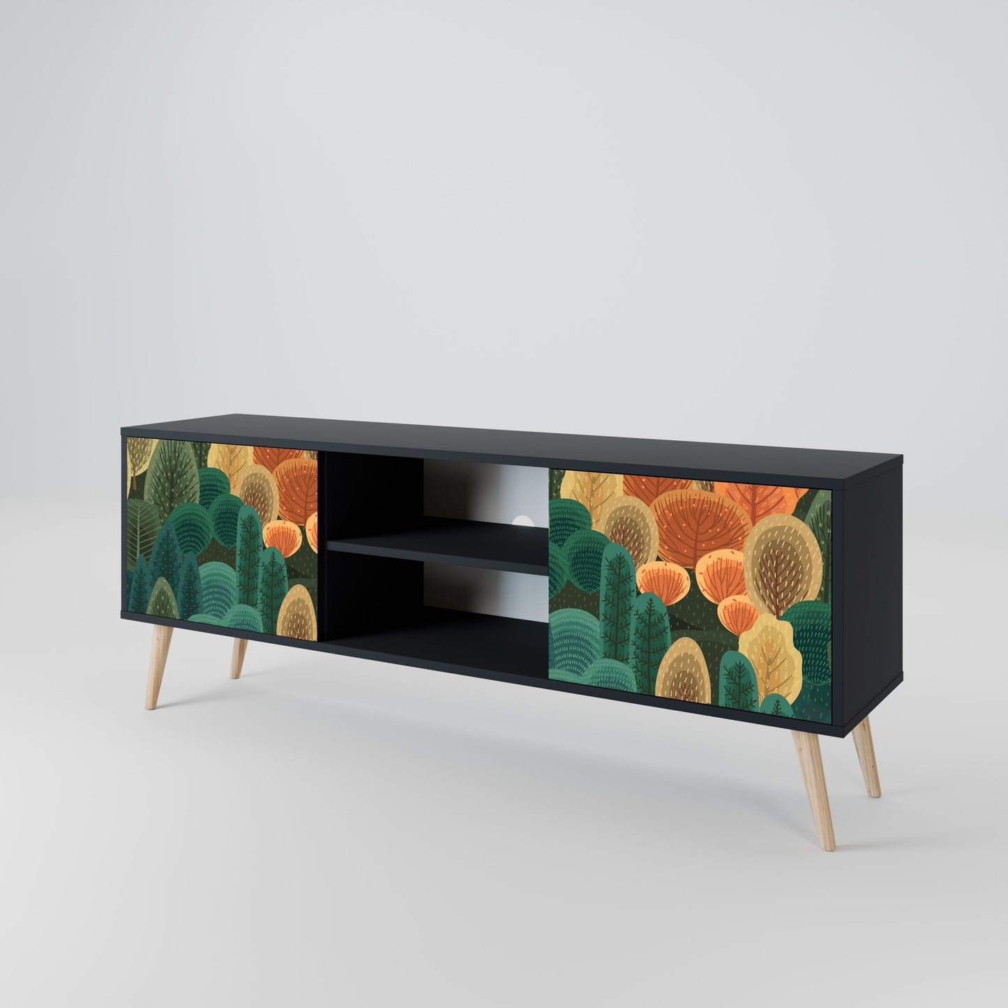 AUTUMN KALEIDOSCOPE Mobile TV a 2 Ante in Finitura Nera