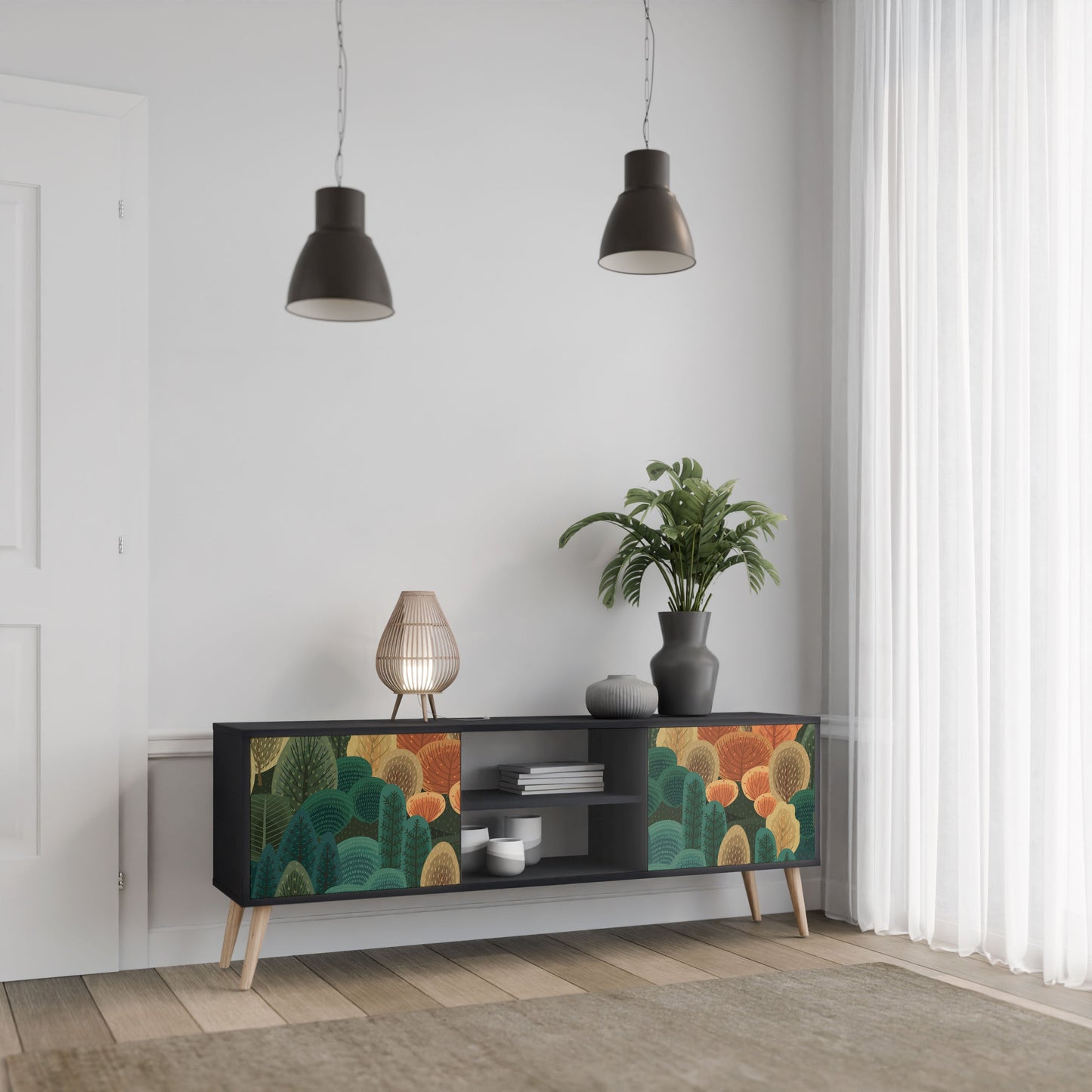 AUTUMN KALEIDOSCOPE Mobile TV a 2 Ante in Finitura Nera