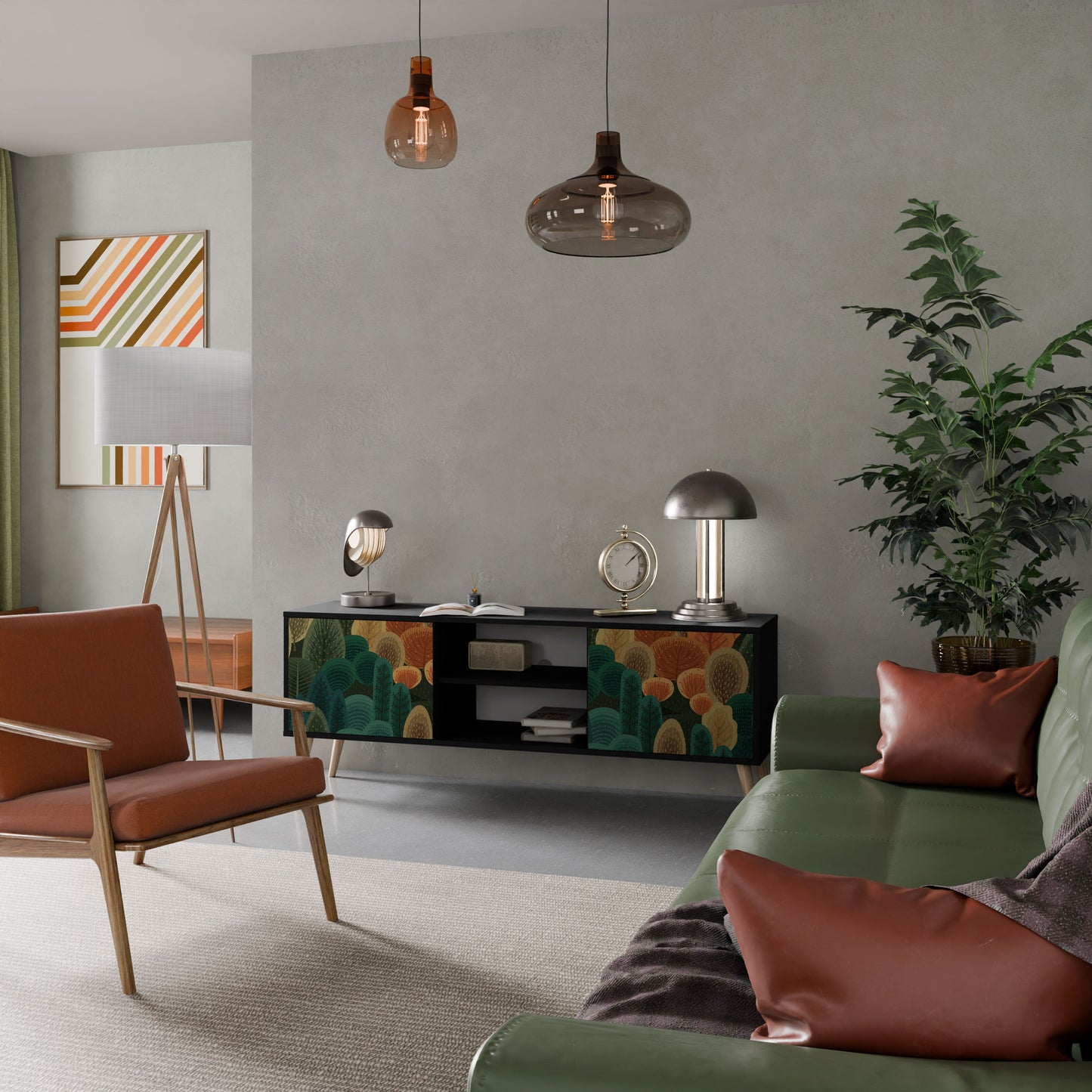 AUTUMN KALEIDOSCOPE Mobile TV a 2 Ante in Finitura Nera