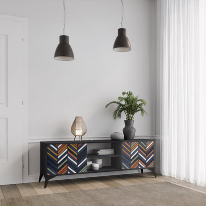 VIBRANT PATCHWORK Mobile TV a 2 Ante in Finitura Nera