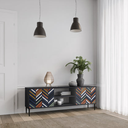 VIBRANT PATCHWORK Mobile TV a 2 Ante in Finitura Nera