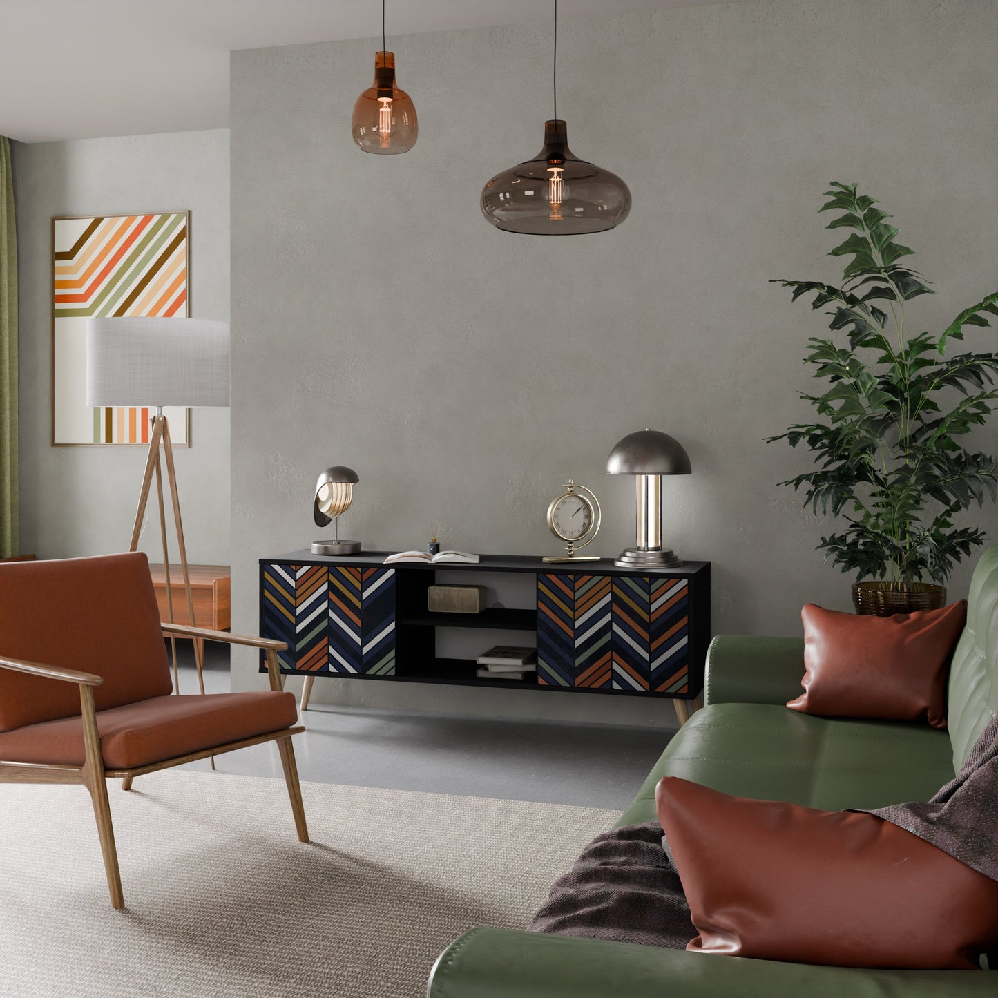 VIBRANT PATCHWORK Mobile TV a 2 Ante in Finitura Nera