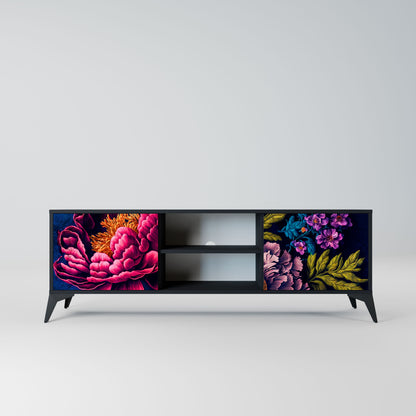 BLOOMING ELEGANCE Mobile TV a 2 Ante in Finitura Nera