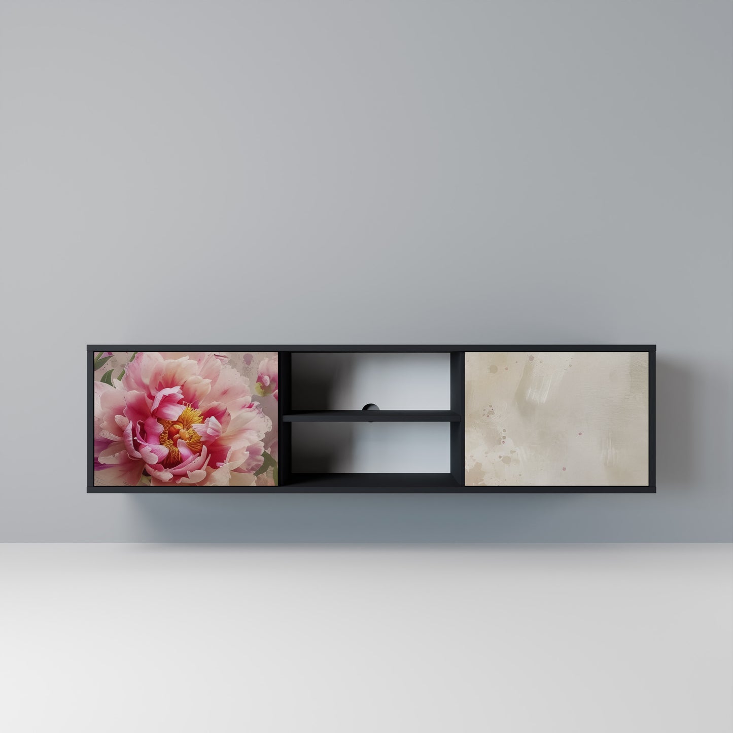 PEONY WHISPER Mobile TV a 2 Ante in Finitura Nera