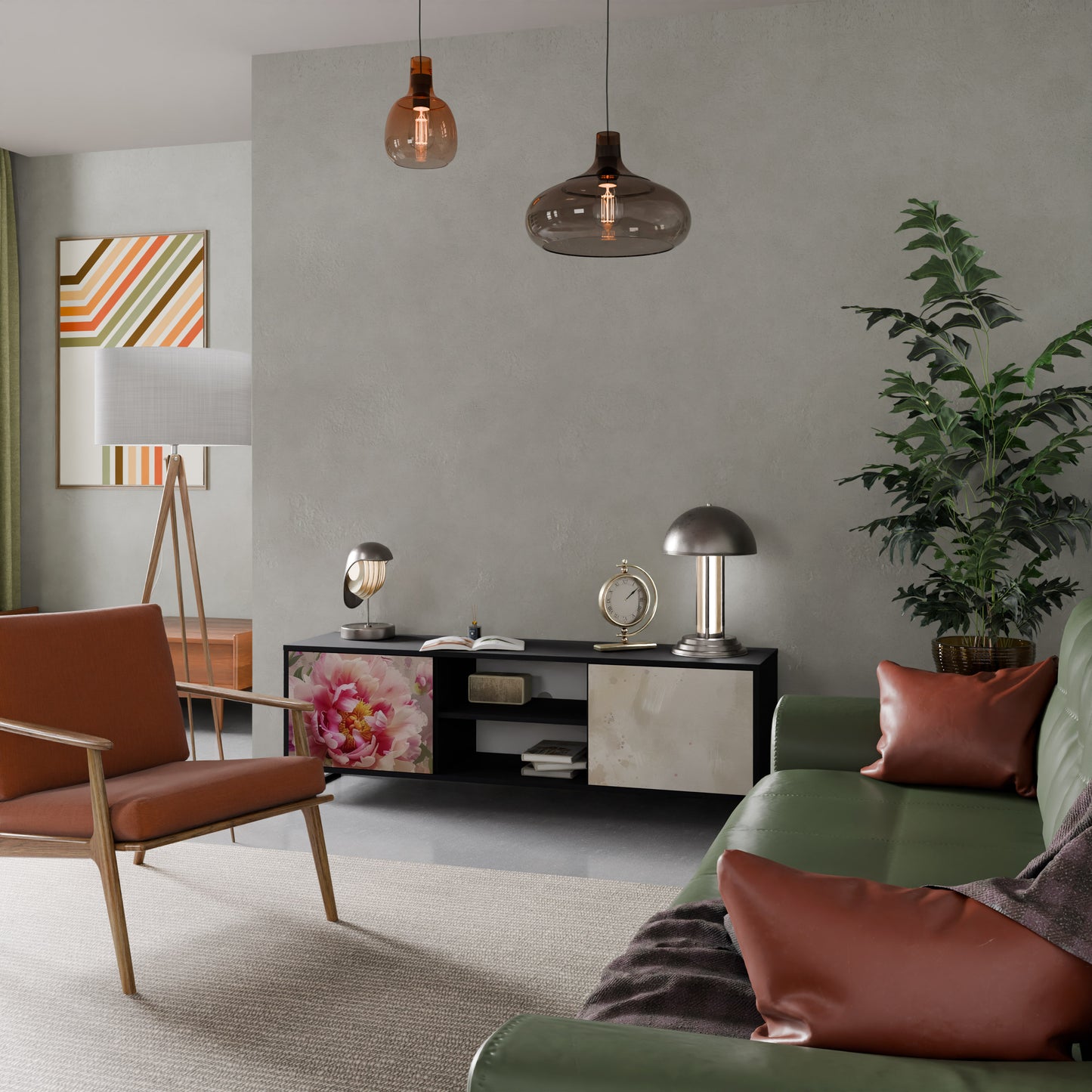 PEONY WHISPER Mobile TV a 2 Ante in Finitura Nera