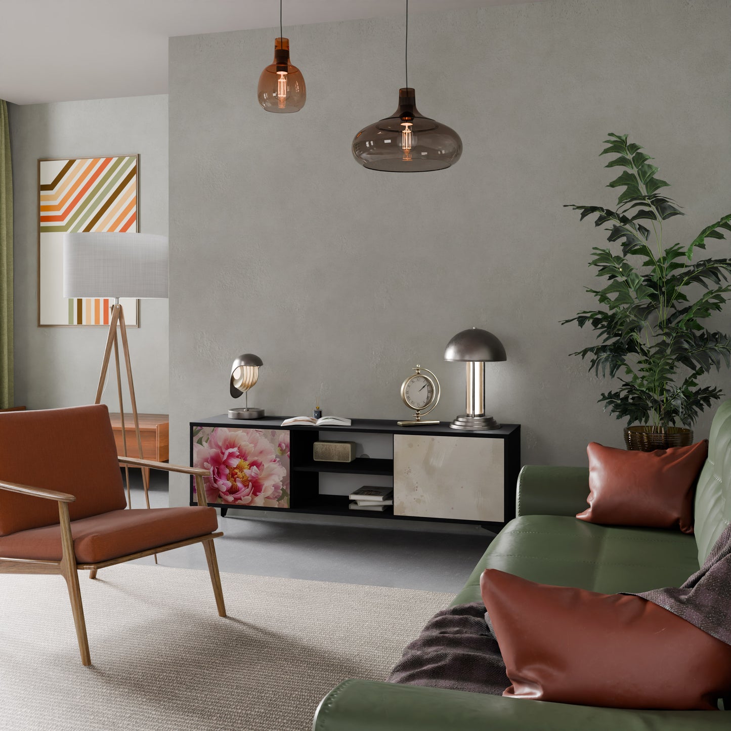 PEONY WHISPER Mobile TV a 2 Ante in Finitura Nera