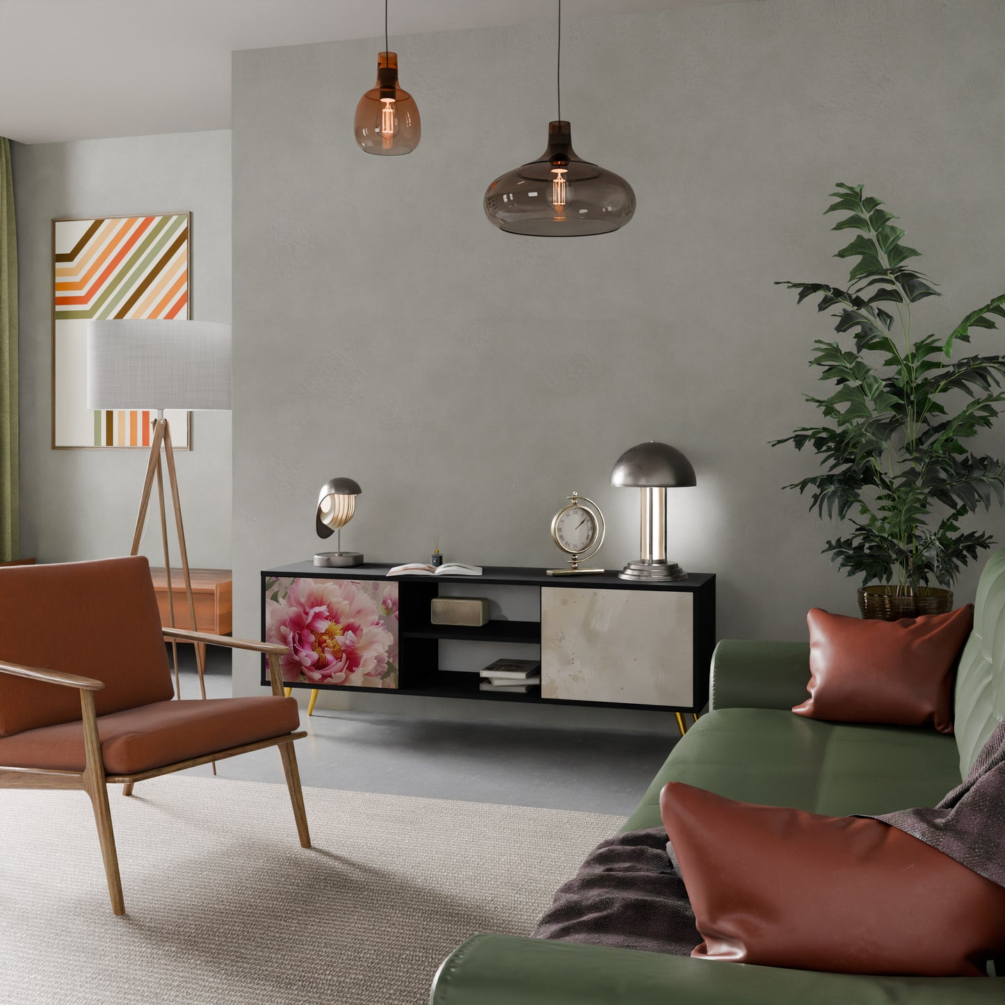 PEONY WHISPER Mobile TV a 2 Ante in Finitura Nera