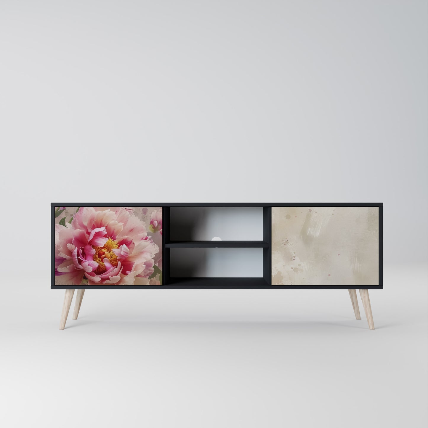 PEONY WHISPER Mobile TV a 2 Ante in Finitura Nera