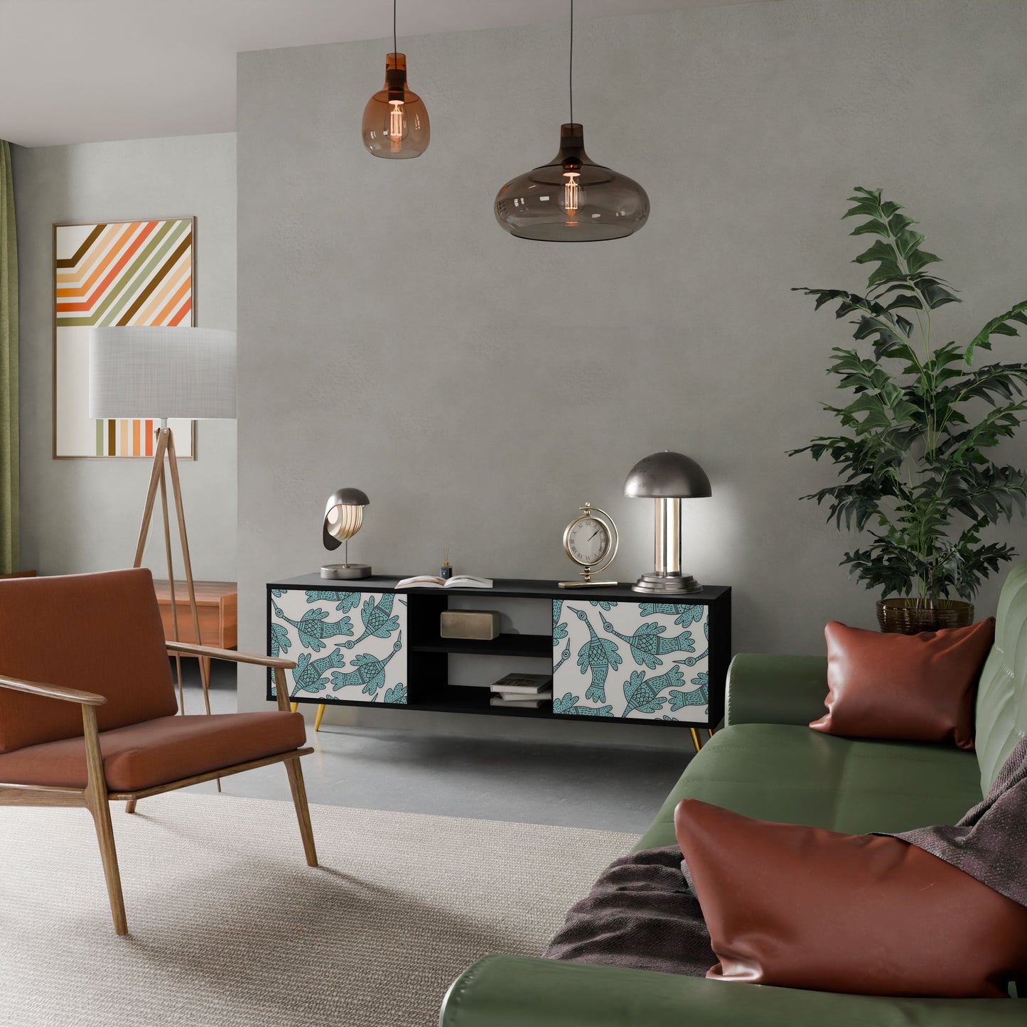 WATERSPOUT SONGIBIRD 2-Door TV Stand in Black Finish