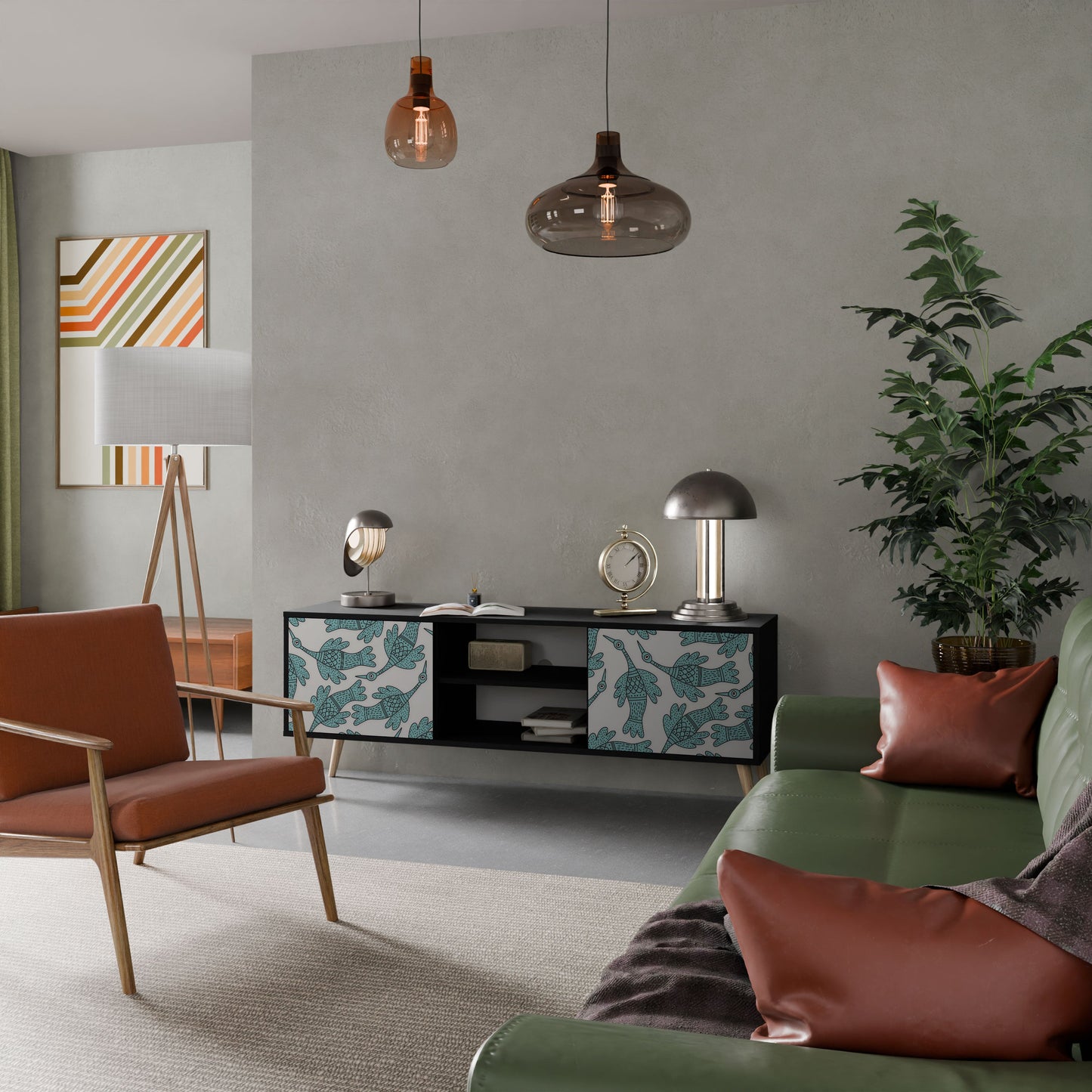 WATERSPOUT SONGIBIRD 2-Door TV Stand in Black Finish