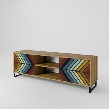 INDIGENOUS ZIGZAG 2-Door TV Stand in Oak Effect