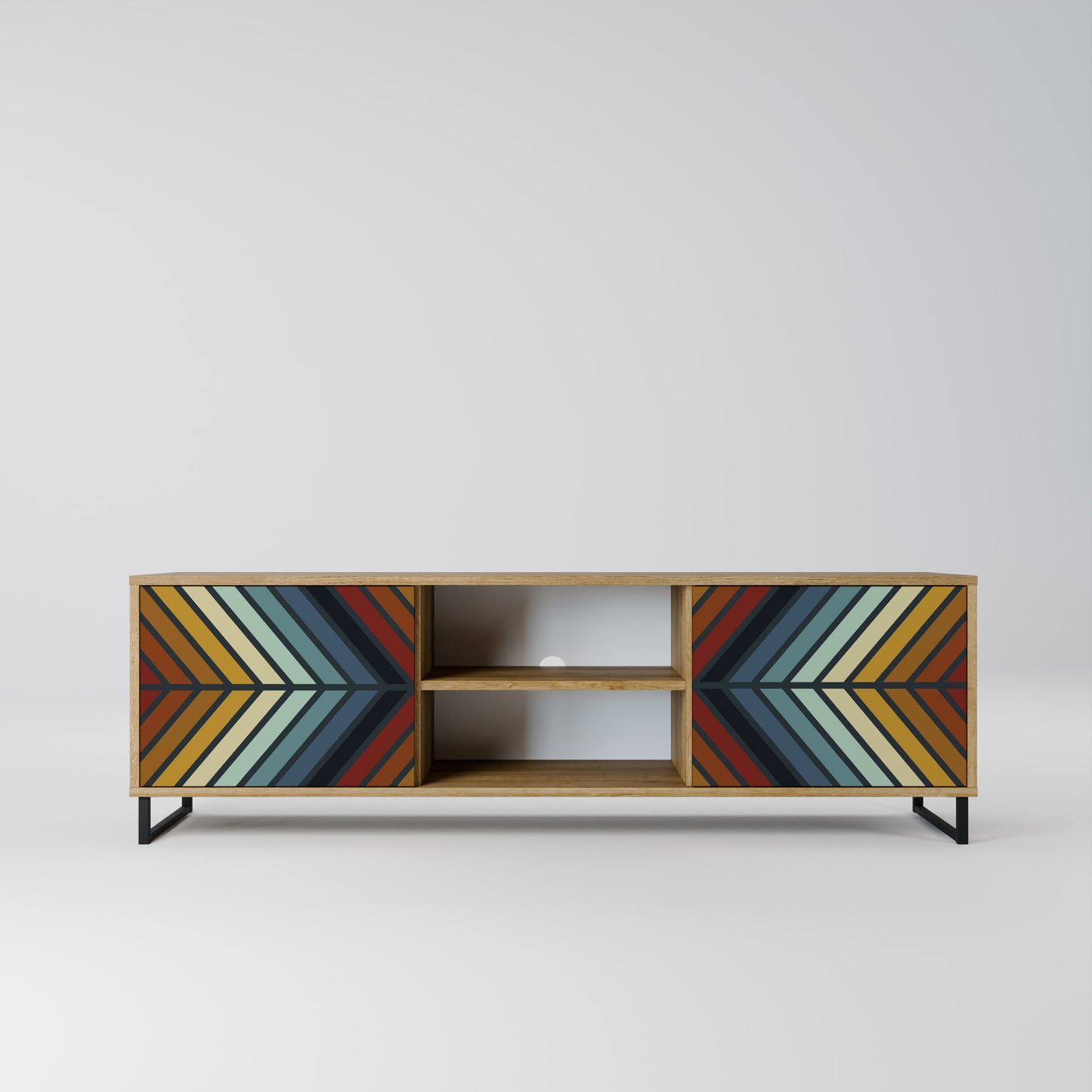 INDIGENOUS ZIGZAG 2-Door TV Stand in Oak Effect