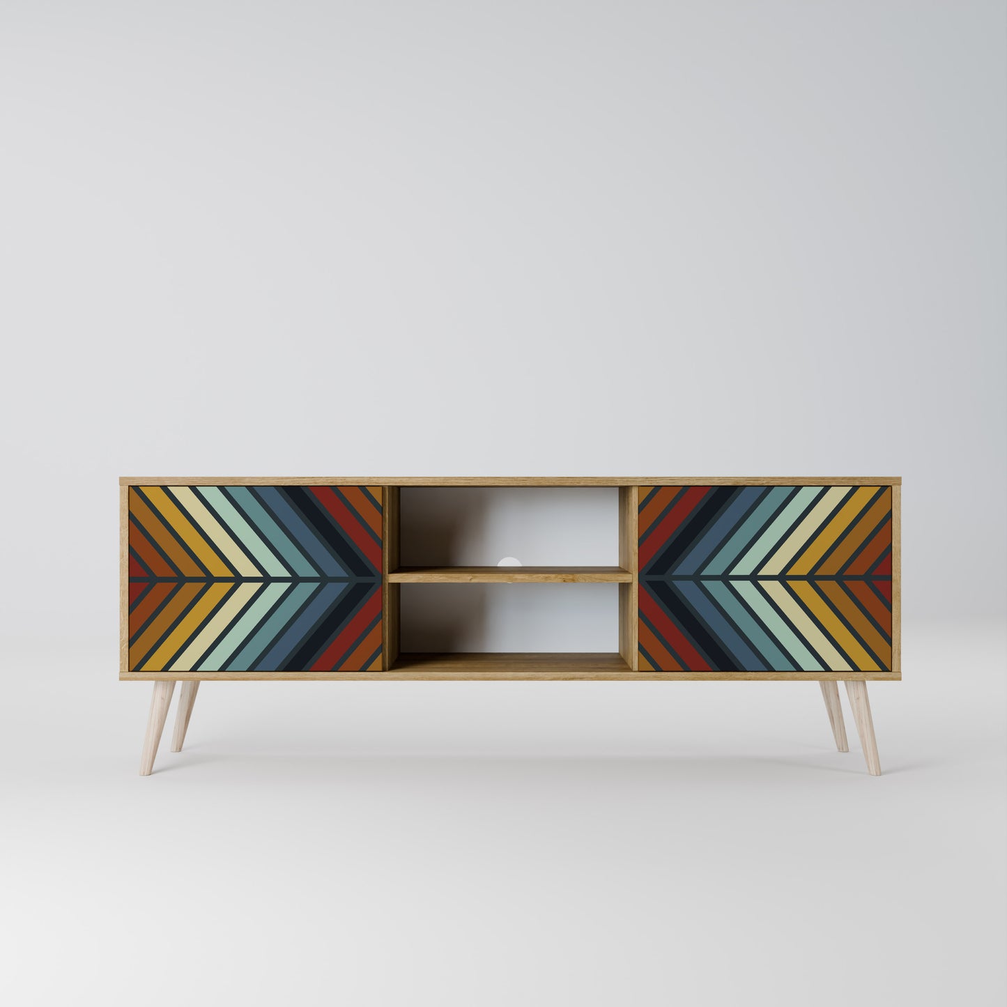 INDIGENOUS ZIGZAG 2-Door TV Stand in Oak Effect