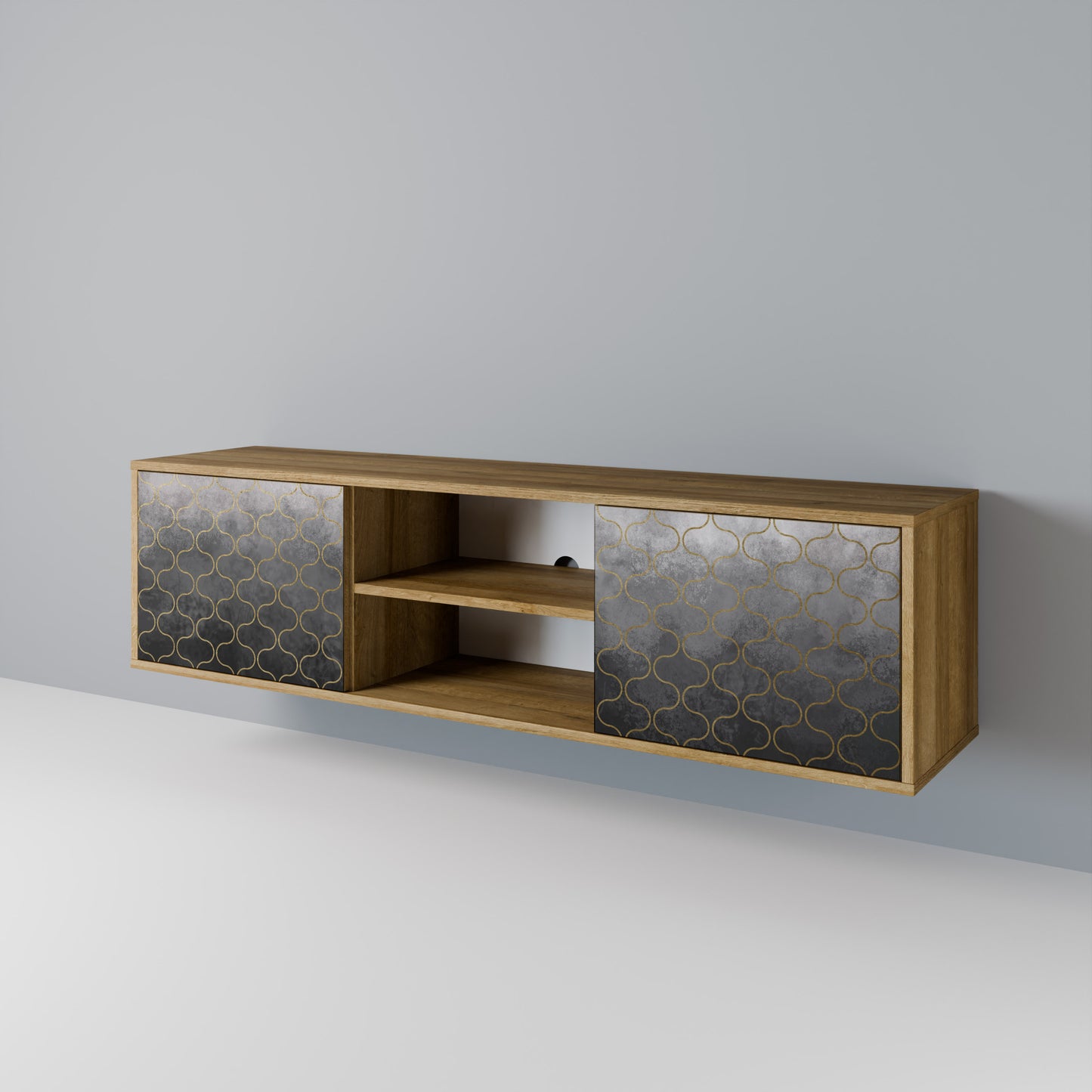 TESSELATED GRAYISH Mobile TV a 2 Ante in Effetto Rovere