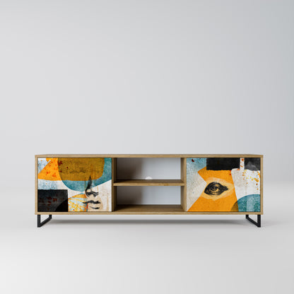 ABSTRACT FACES 2-Door TV Stand in Oak Effect