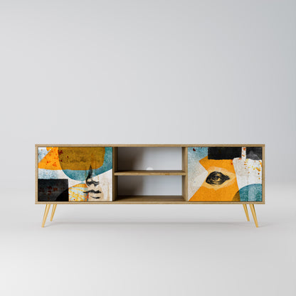ABSTRACT FACES 2-Door TV Stand in Oak Effect