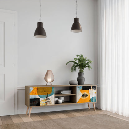 ABSTRACT FACES 2-Door TV Stand in Oak Effect