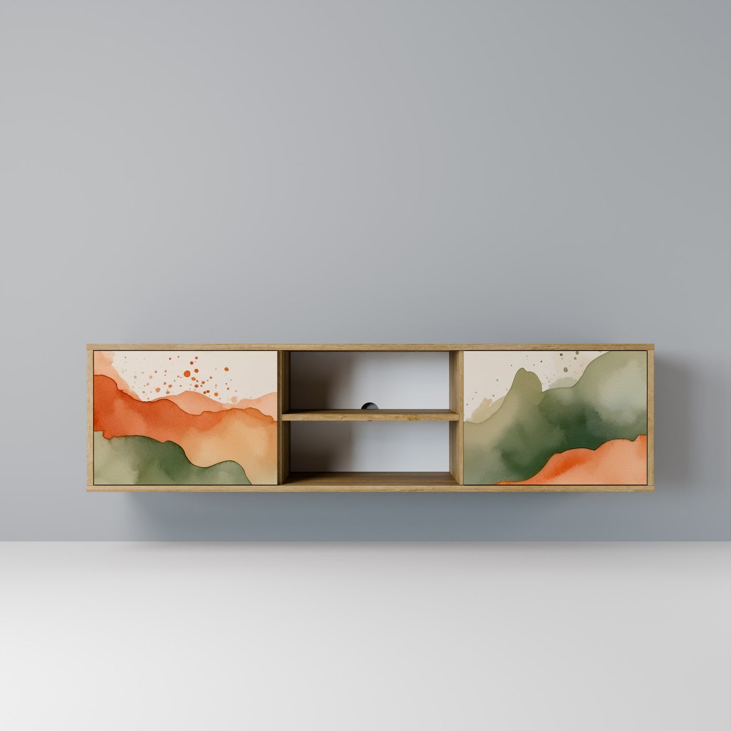 WATERCOLOUR PEAKS 2-Door TV Stand in Oak Effect