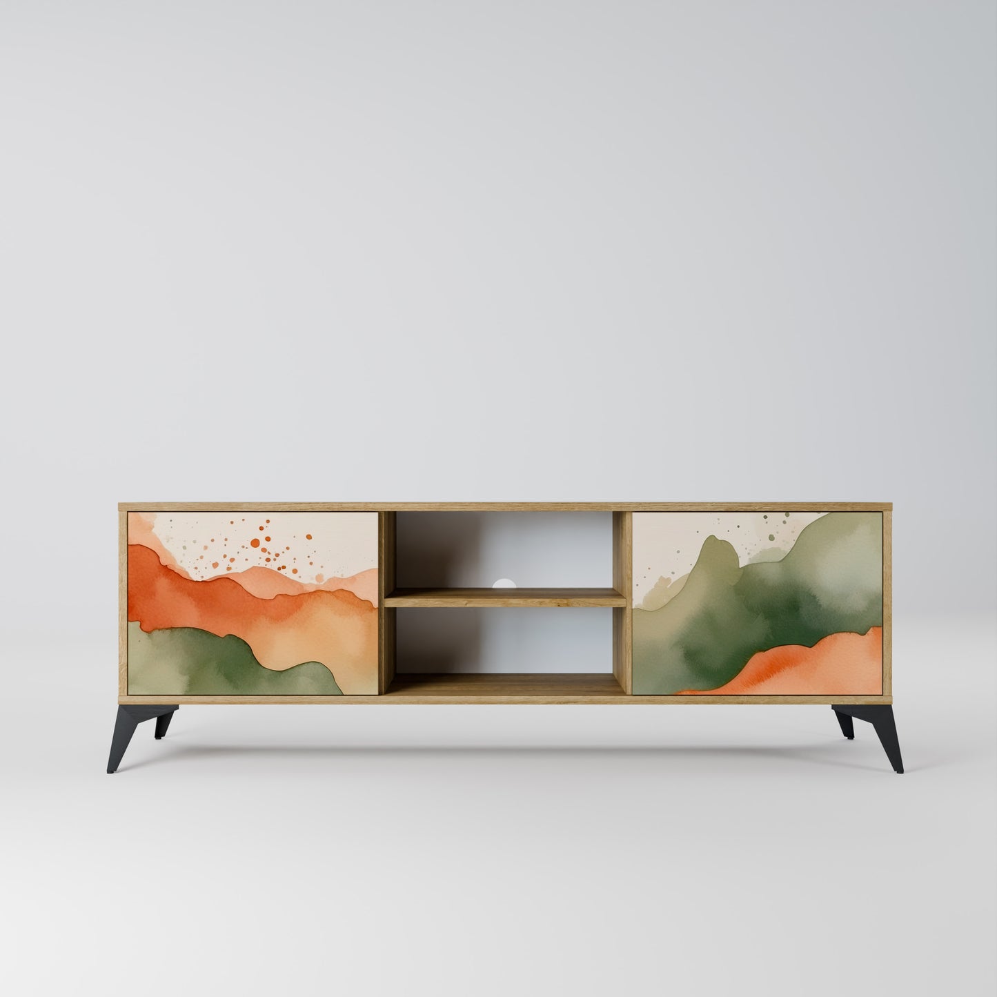 WATERCOLOUR PEAKS 2-Door TV Stand in Oak Effect