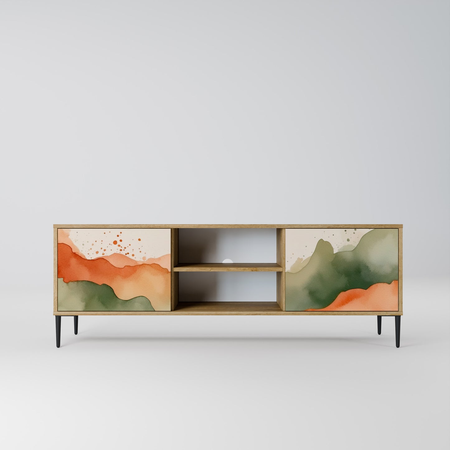 WATERCOLOUR PEAKS 2-Door TV Stand in Oak Effect