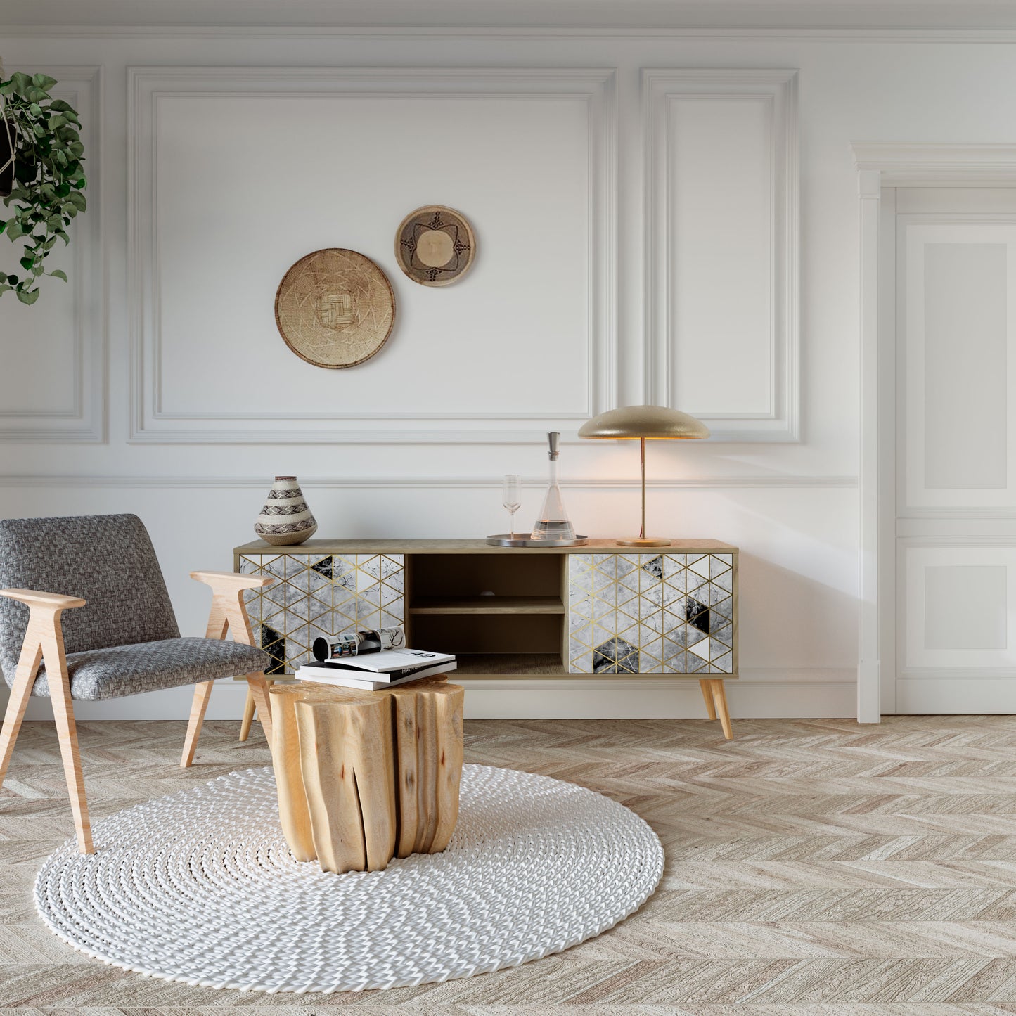 ASHEN ARIA Mobile TV a 2 Ante in Effetto Rovere