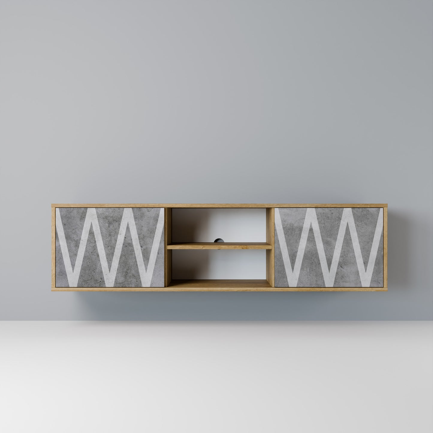 SOLID ZIG ZAG Mobile TV a 2 Ante in Effetto Rovere