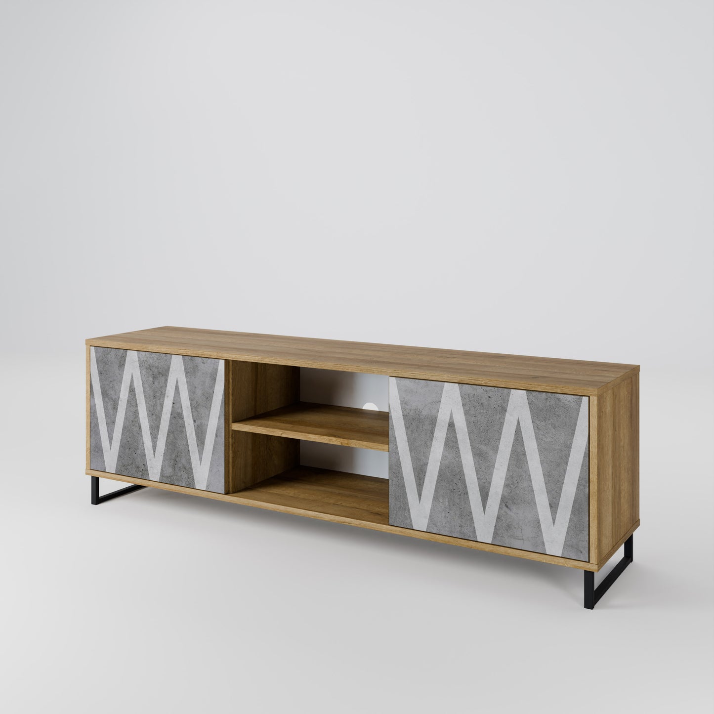 SOLID ZIG ZAG Mobile TV a 2 Ante in Effetto Rovere
