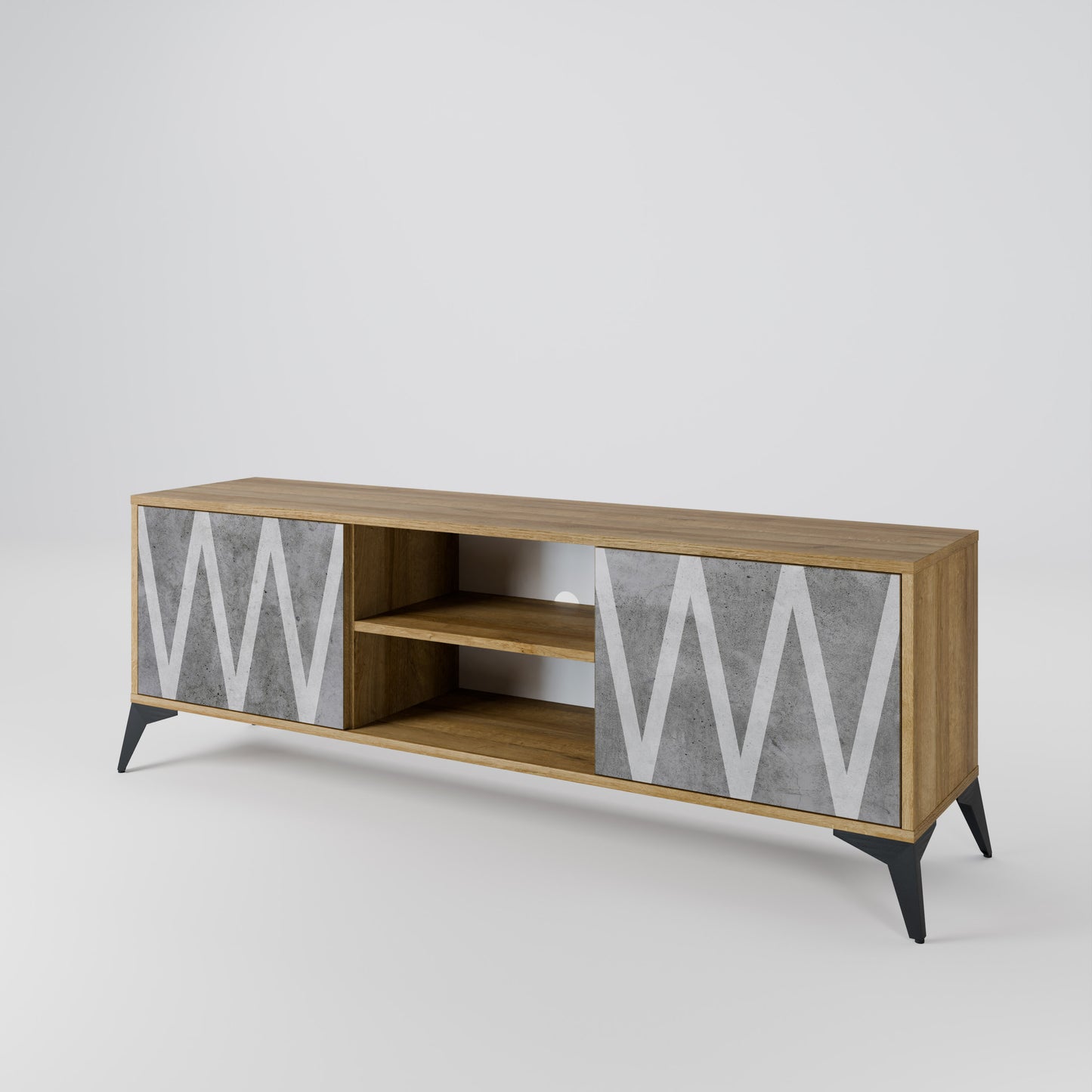 SOLID ZIG ZAG Mobile TV a 2 Ante in Effetto Rovere