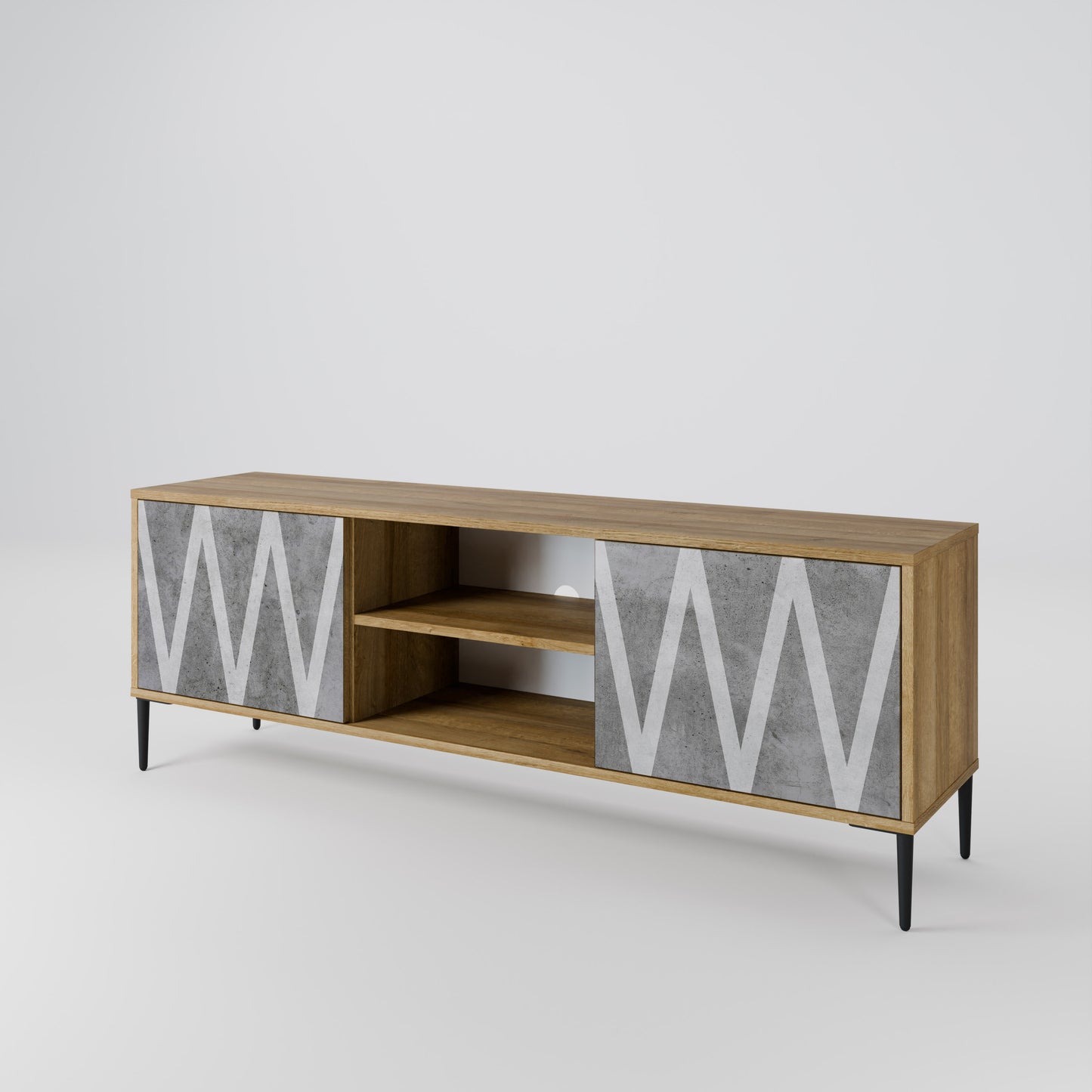 SOLID ZIG ZAG Mobile TV a 2 Ante in Effetto Rovere