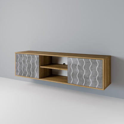 WAVES OF CONCRETE 2-Door TV Stand in Oak Effect