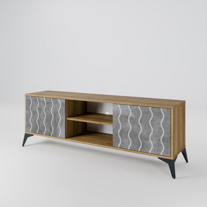 WAVES OF CONCRETE 2-Door TV Stand in Oak Effect