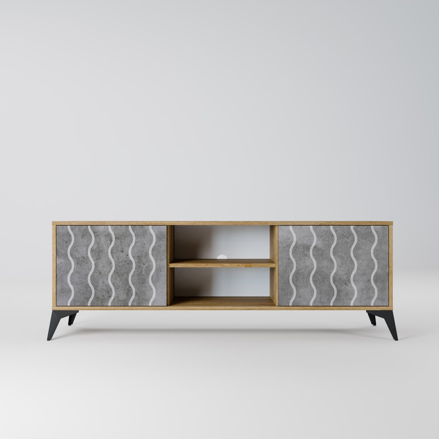 WAVES OF CONCRETE 2-Door TV Stand in Oak Effect