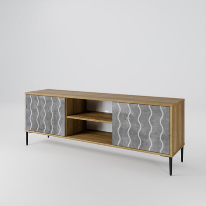 WAVES OF CONCRETE 2-Door TV Stand in Oak Effect