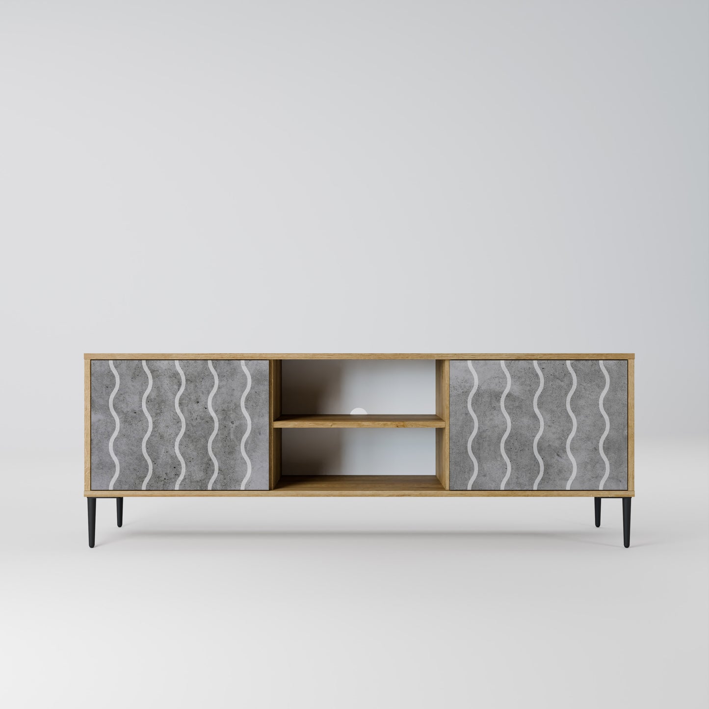 WAVES OF CONCRETE 2-Door TV Stand in Oak Effect