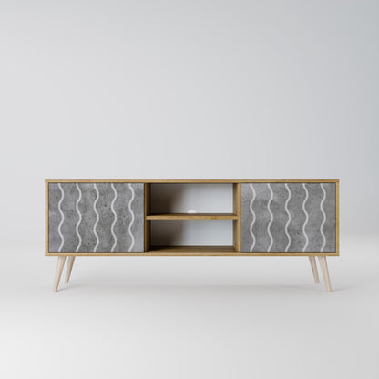 WAVES OF CONCRETE 2-Door TV Stand in Oak Effect