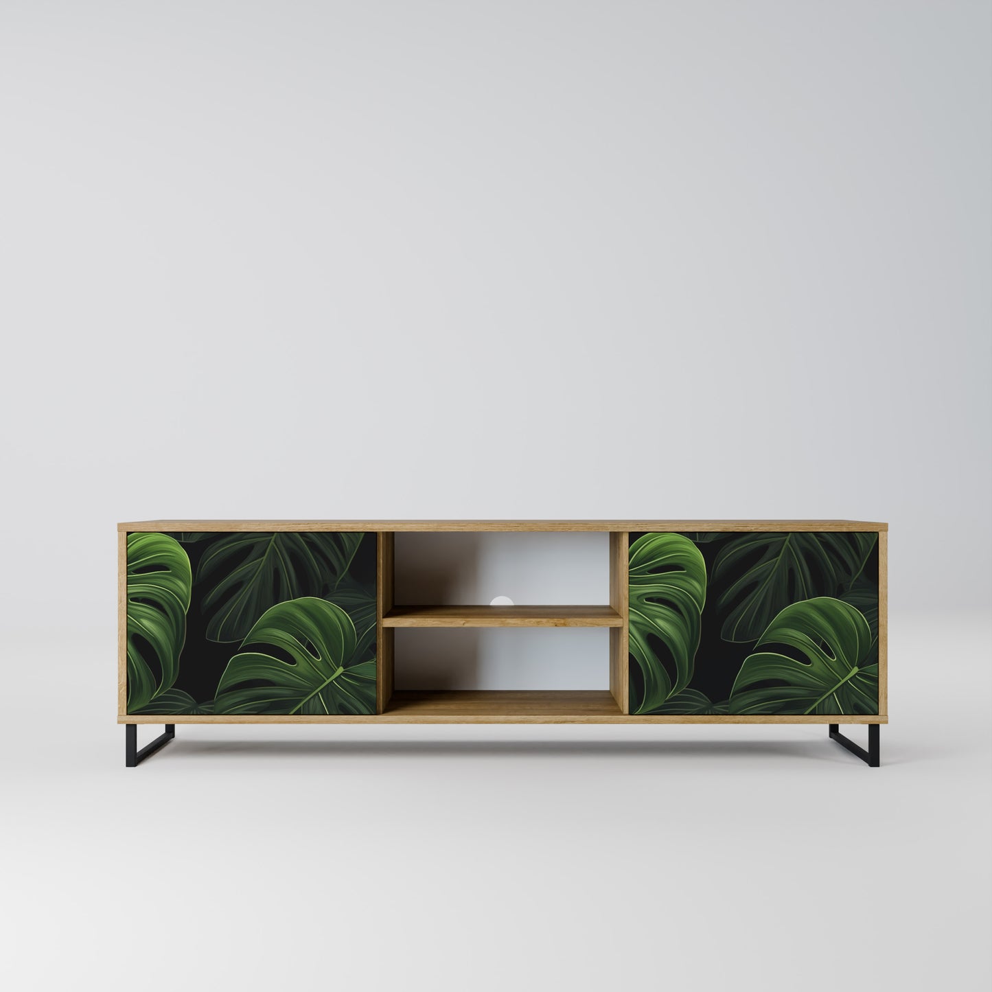 INFINITE MONSTERA 2-Door TV Stand in Oak Effect