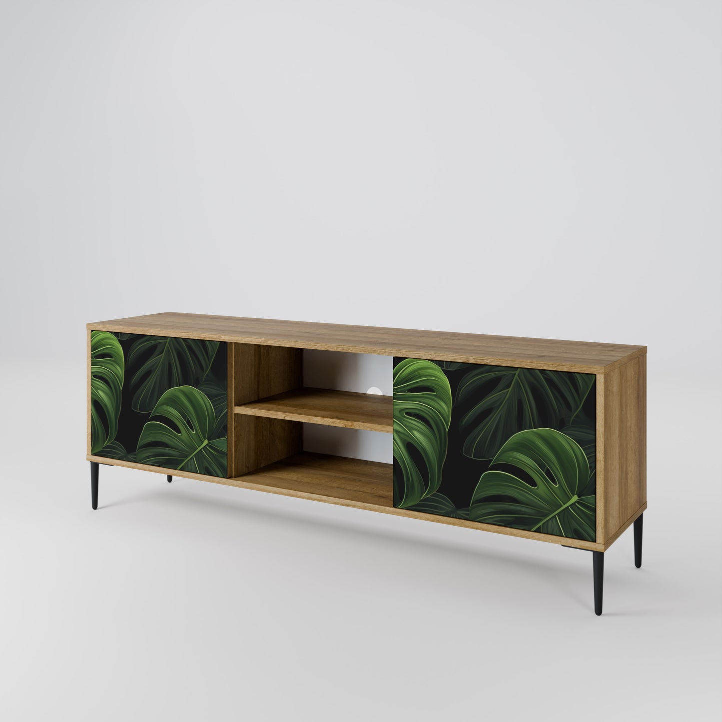 INFINITE MONSTERA 2-Door TV Stand in Oak Effect
