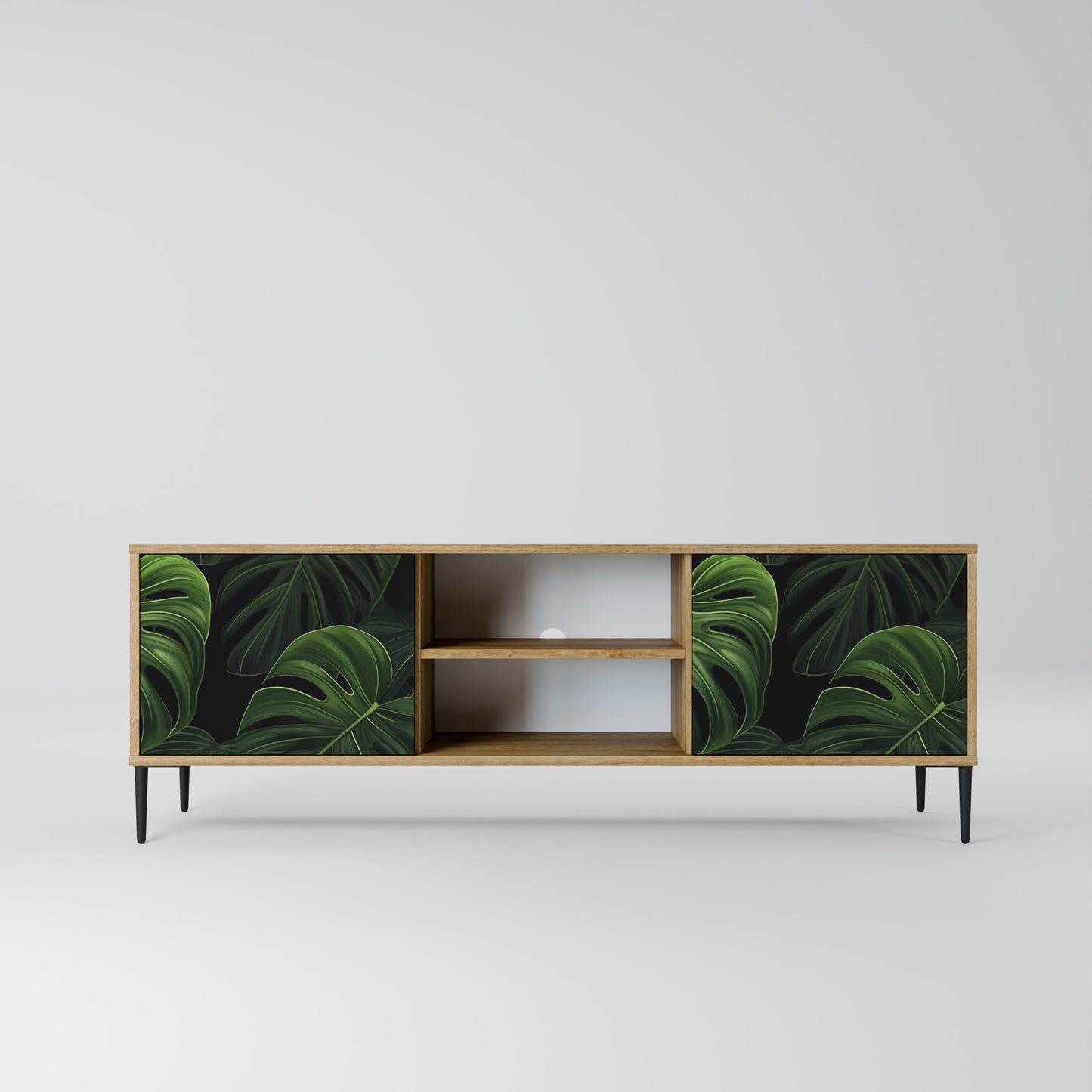 INFINITE MONSTERA 2-Door TV Stand in Oak Effect