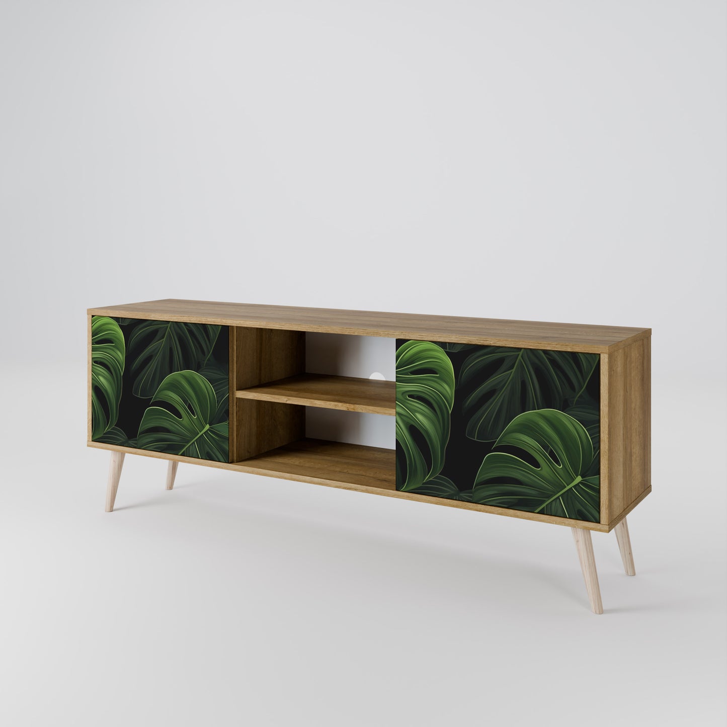 INFINITE MONSTERA 2-Door TV Stand in Oak Effect