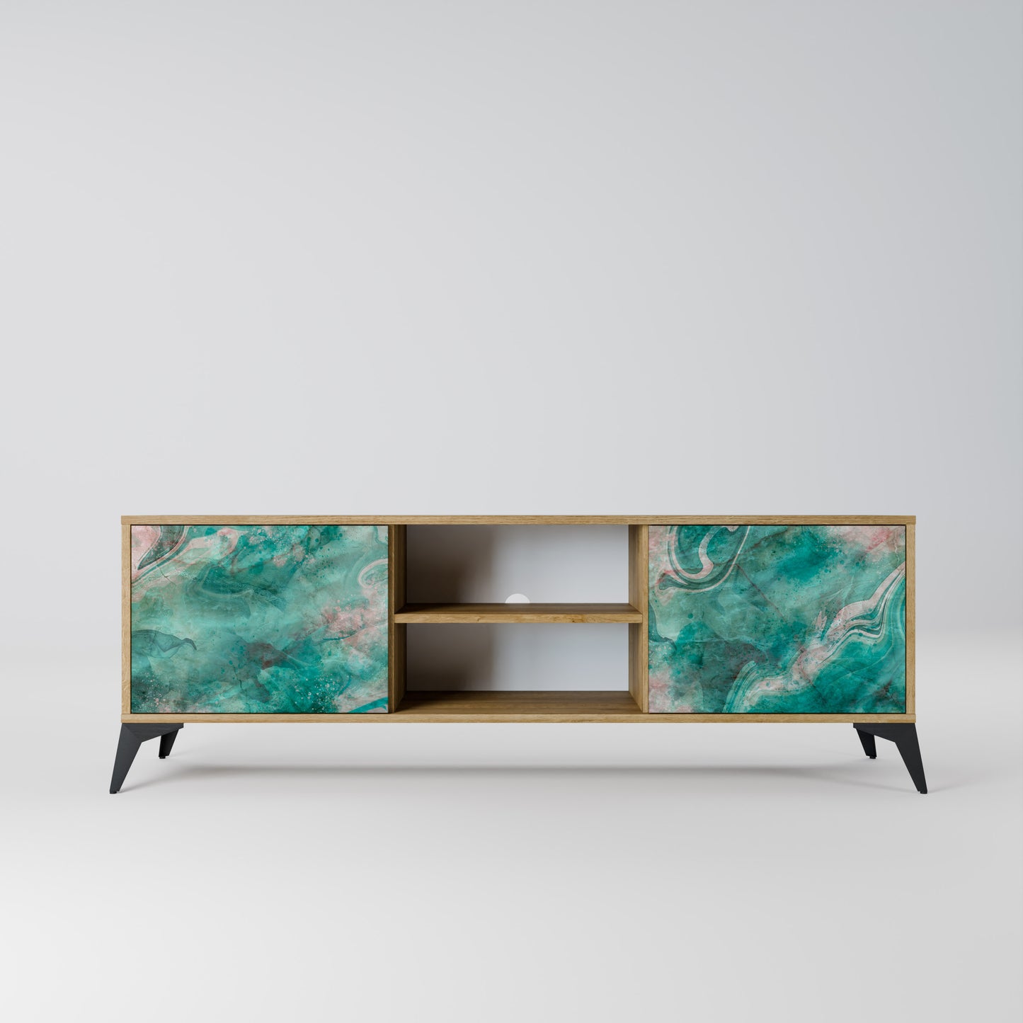 ABSTRACT ALCHEMY 2-Door TV Stand in Oak Effect
