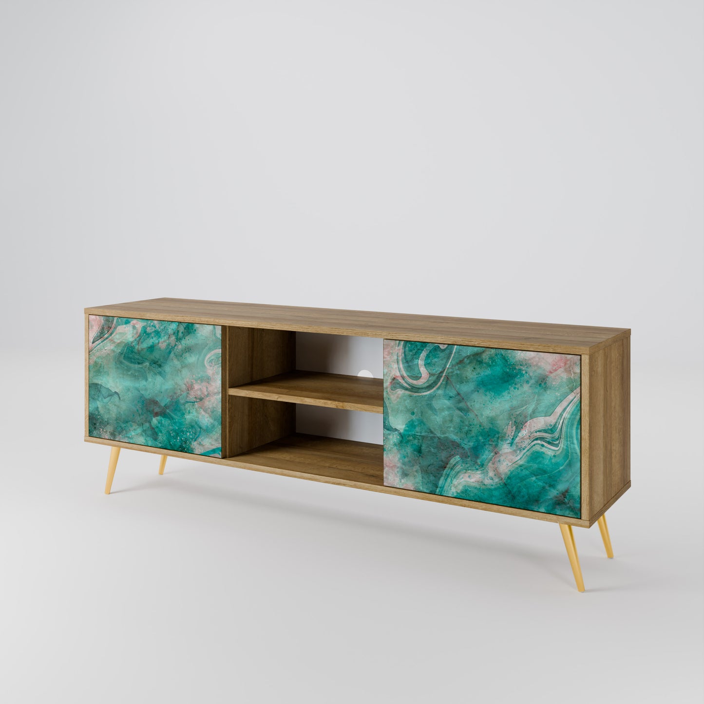 ABSTRACT ALCHEMY 2-Door TV Stand in Oak Effect