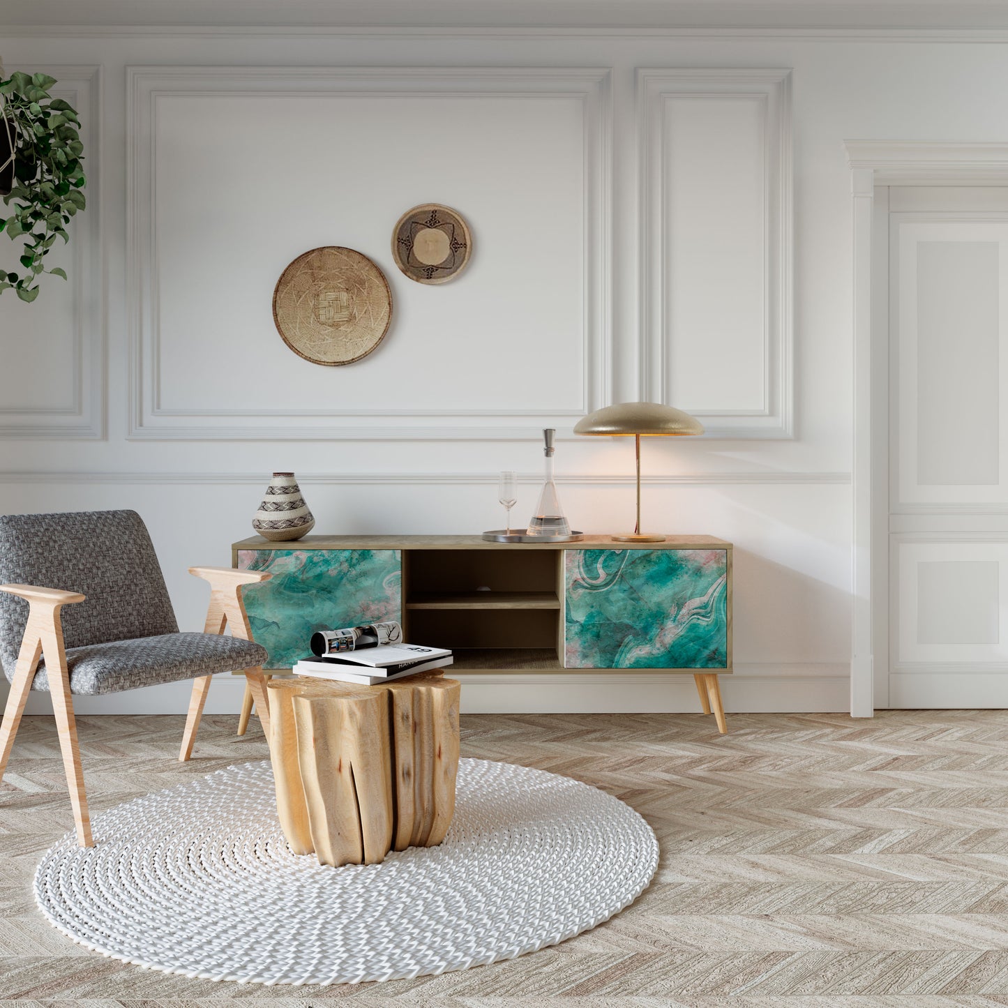 ABSTRACT ALCHEMY 2-Door TV Stand in Oak Effect