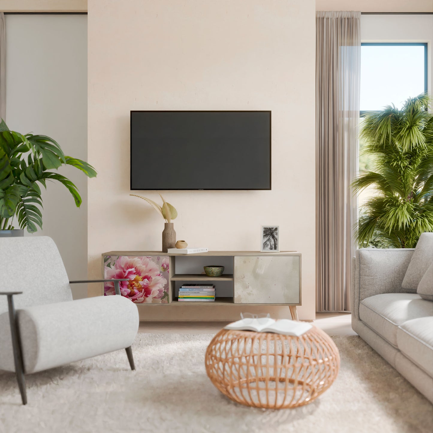 PEONY WHISPER Mobile TV a 2 Ante in Effetto Rovere