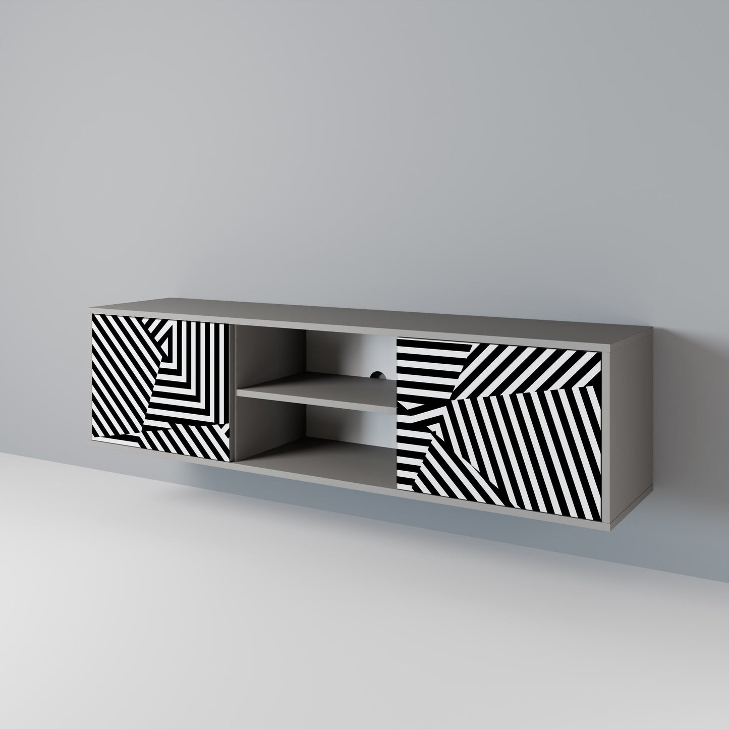 ILLUSIONARY LATTICE Mobile TV a 2 Ante in Finitura Grigia