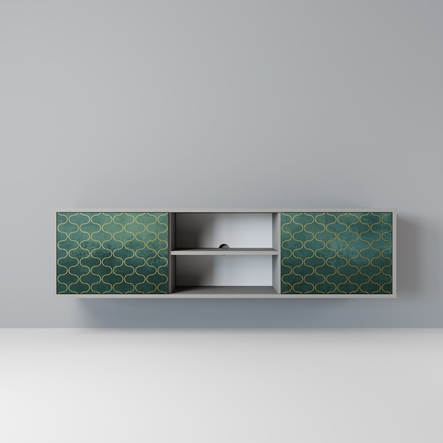 TESSELATED GREENERY Mobile TV a 2 Ante in Finitura Grigia