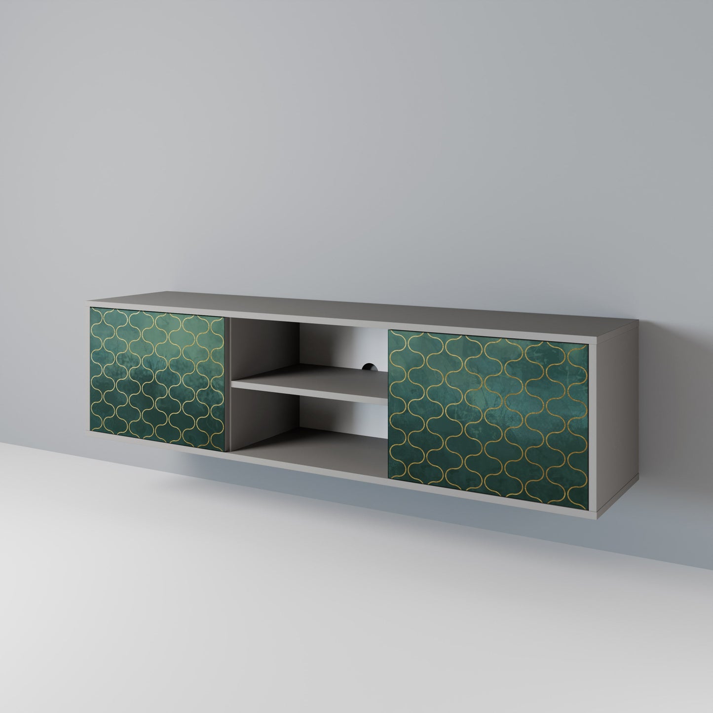 TESSELATED GREENERY Mobile TV a 2 Ante in Finitura Grigia