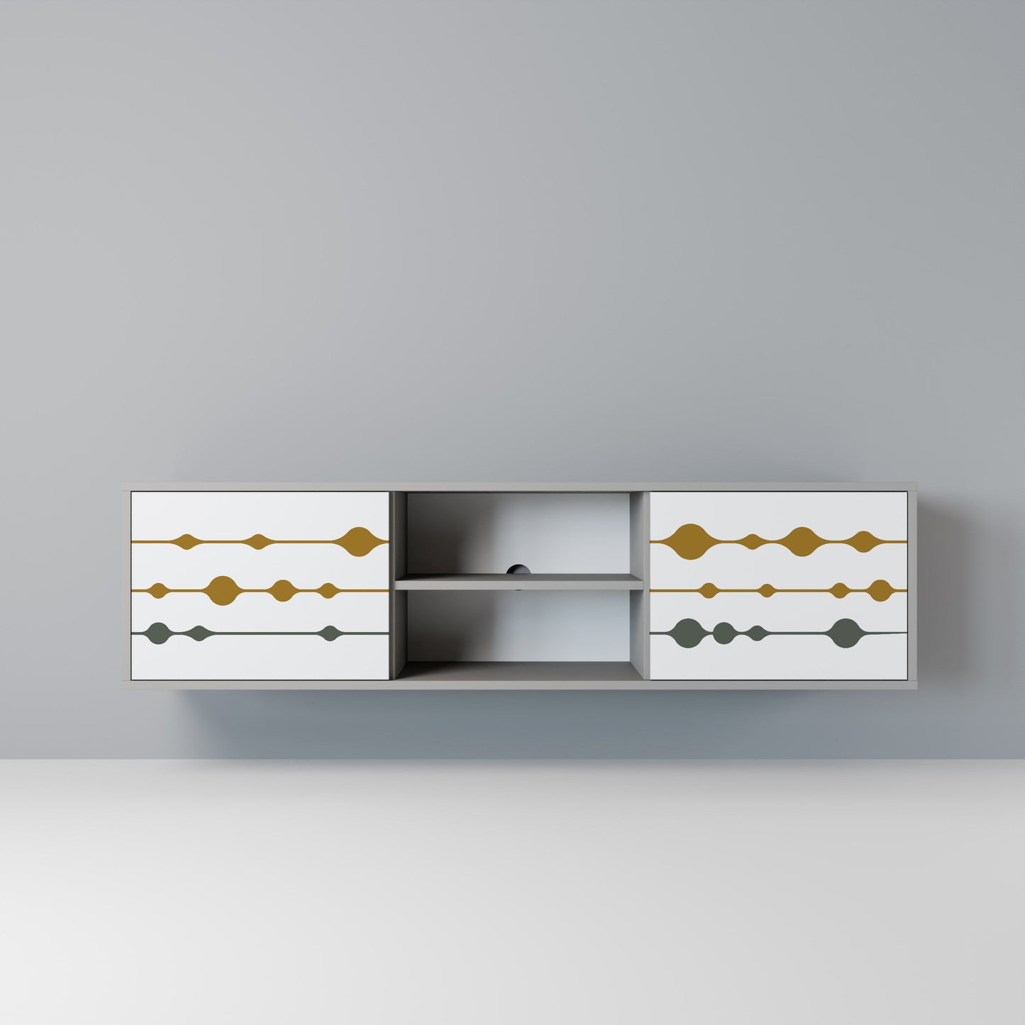 VIVID TONE 2-Door TV Stand in Grey Finish