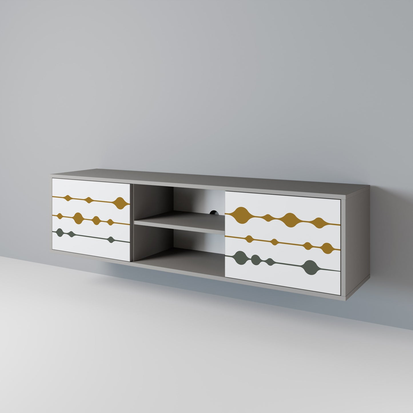 VIVID TONE 2-Door TV Stand in Grey Finish